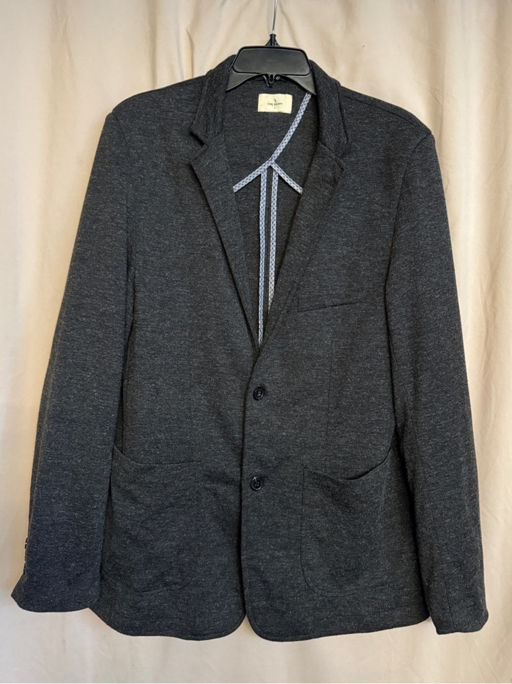 Civil Society Two Buttons Knit Sport Blazer, Size L, Color Dark Gray